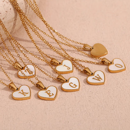 Wholesale Jewelry Simple Style Letter Heart Shape 304 Stainless Steel Shell Plating Pendant Necklace