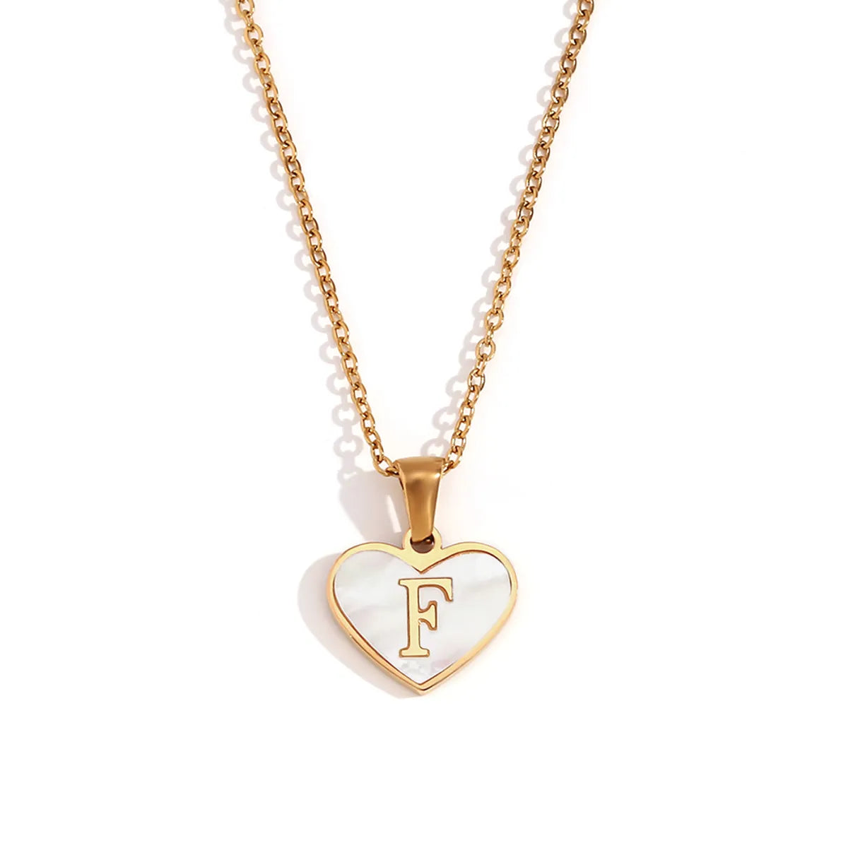 Wholesale Jewelry Simple Style Letter Heart Shape 304 Stainless Steel Shell Plating Pendant Necklace