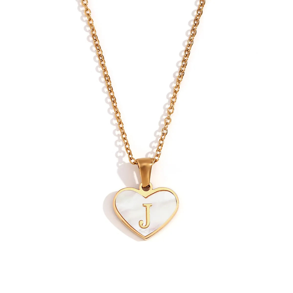 Wholesale Jewelry Simple Style Letter Heart Shape 304 Stainless Steel Shell Plating Pendant Necklace