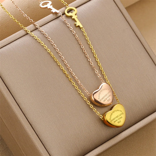 Simple Style Letter Heart Shape Titanium Steel Plating Necklace 1 Piece