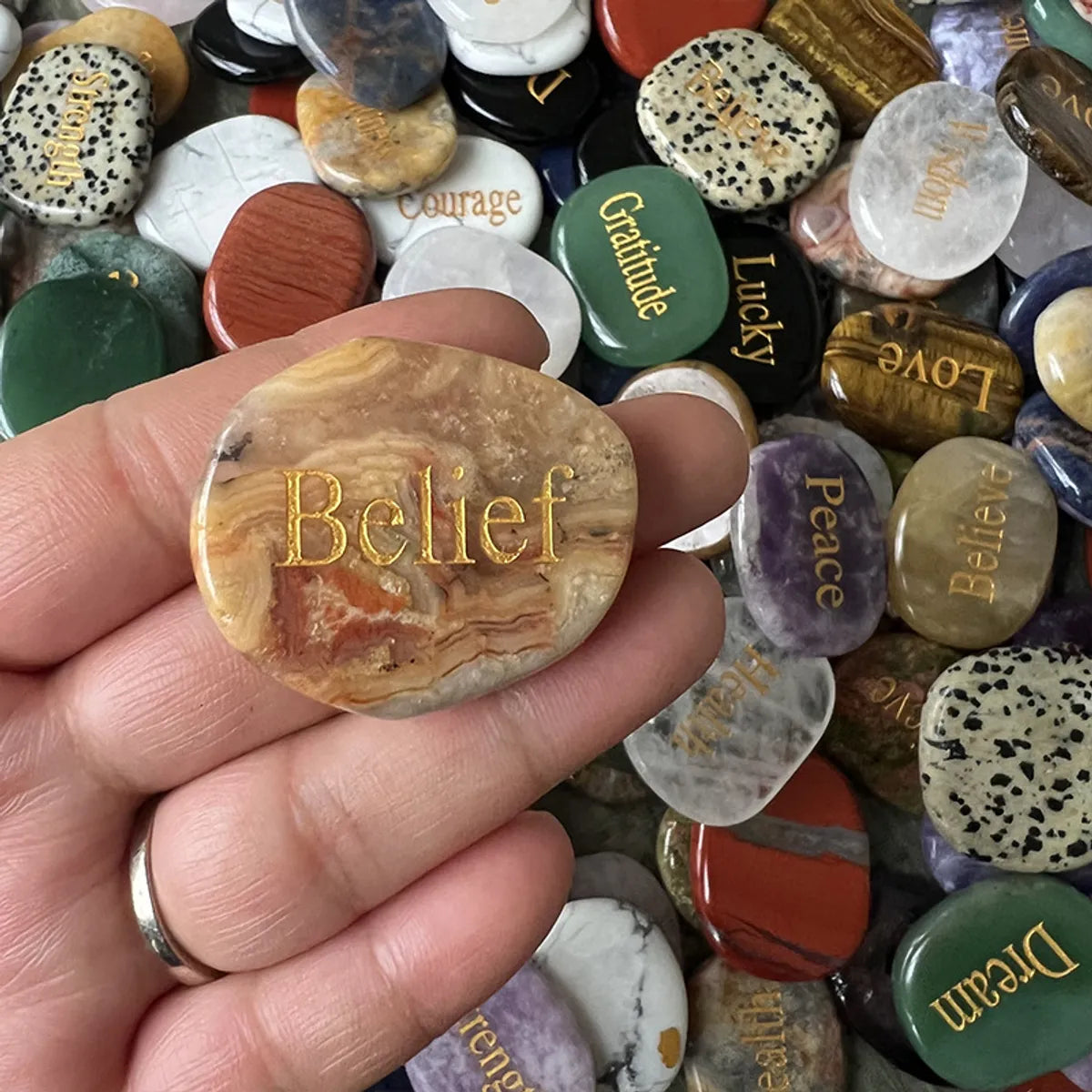 1 Piece Natural Stone Howlite Tiger Eye Letter