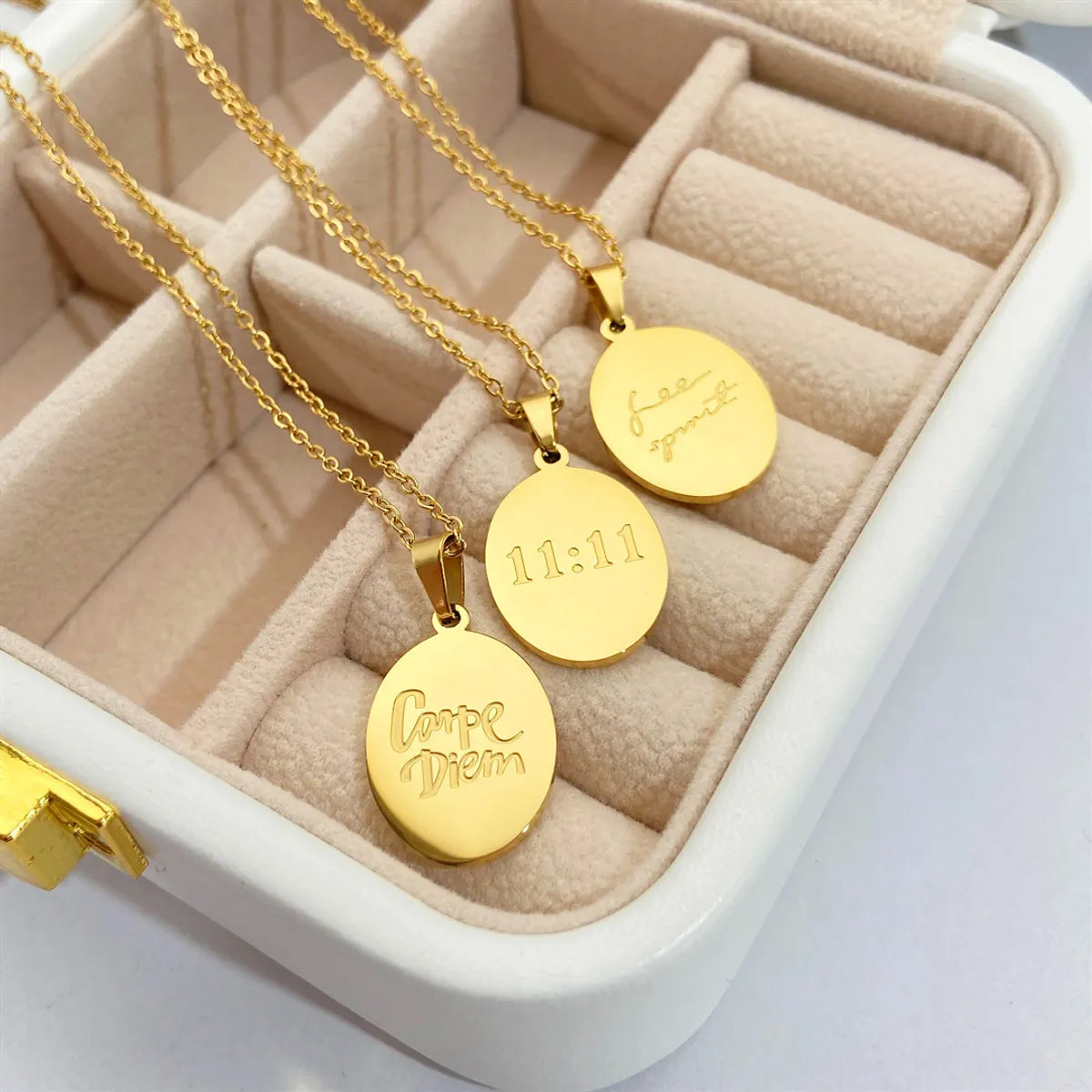 Simple Style Letter Number Oval Titanium Steel Plating 18k Gold Plated Pendant Necklace