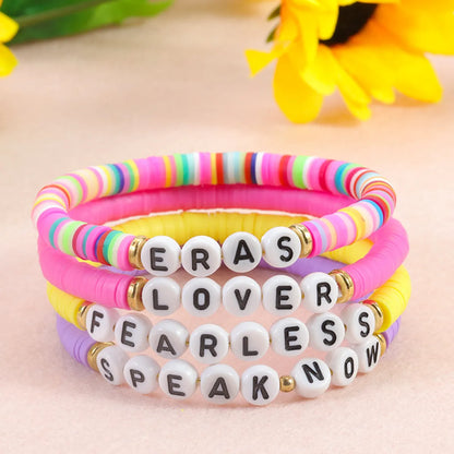 Simple Style Letter Number Soft Clay Beaded Unisex Bracelets