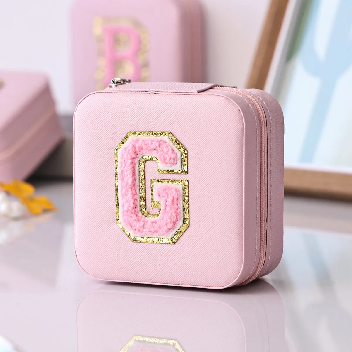 Simple Style Letter Pu Leather Jewelry Boxes