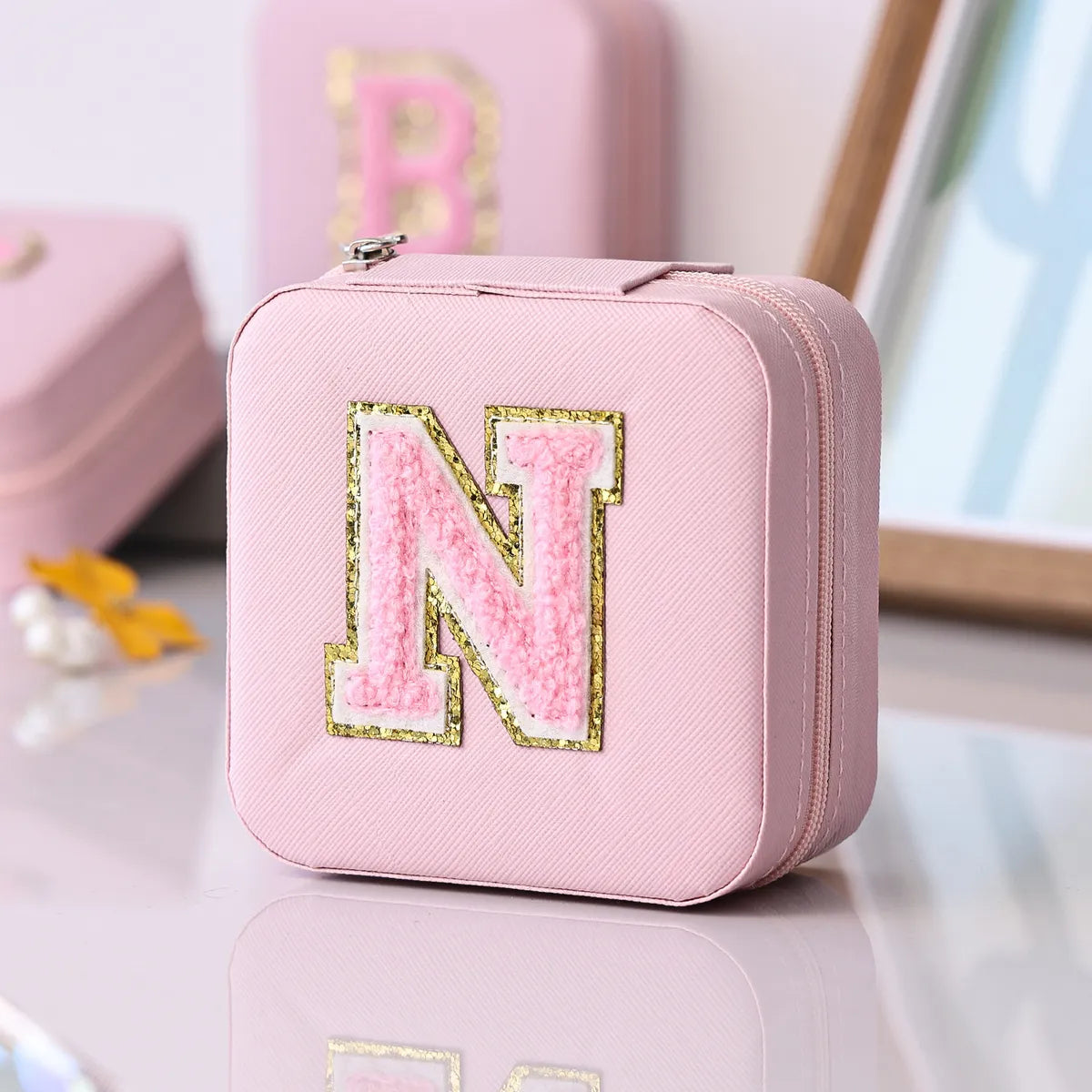 Simple Style Letter Pu Leather Jewelry Boxes