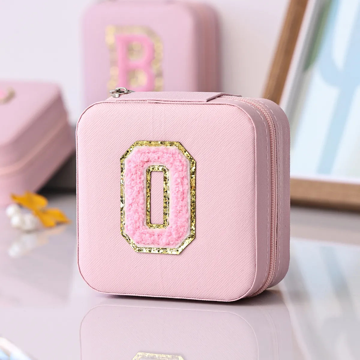 Simple Style Letter Pu Leather Jewelry Boxes