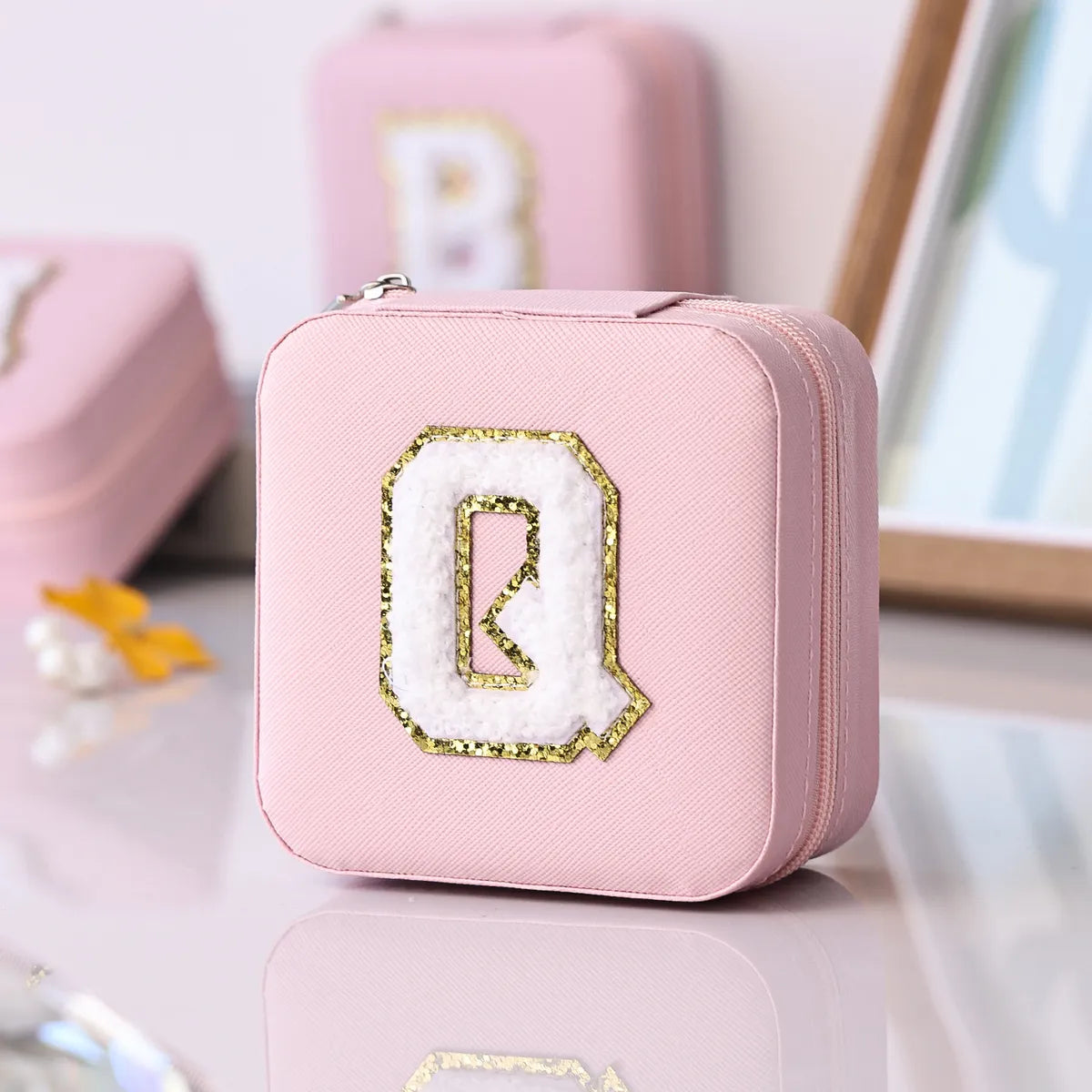 Simple Style Letter Pu Leather Jewelry Boxes