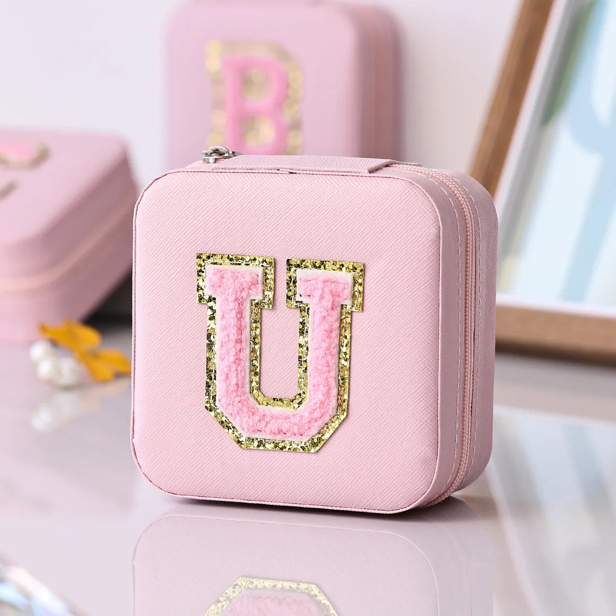 Simple Style Letter Pu Leather Jewelry Boxes