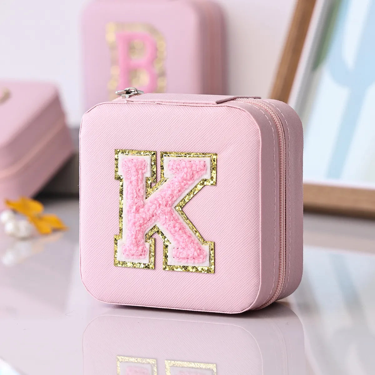 Simple Style Letter Pu Leather Jewelry Boxes