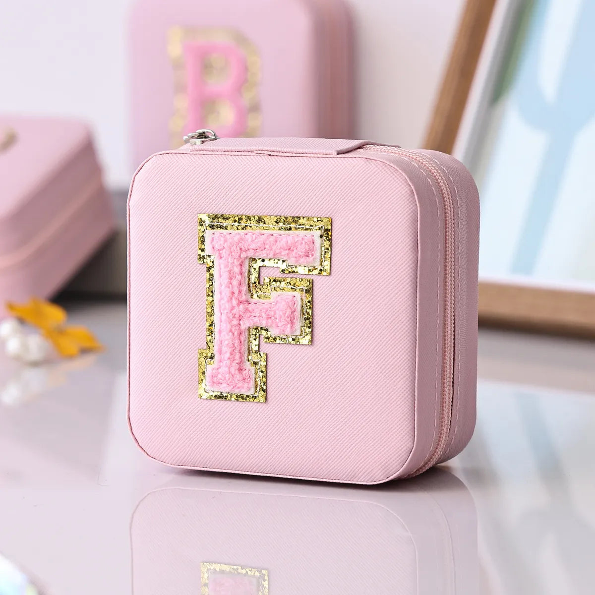 Simple Style Letter Pu Leather Jewelry Boxes