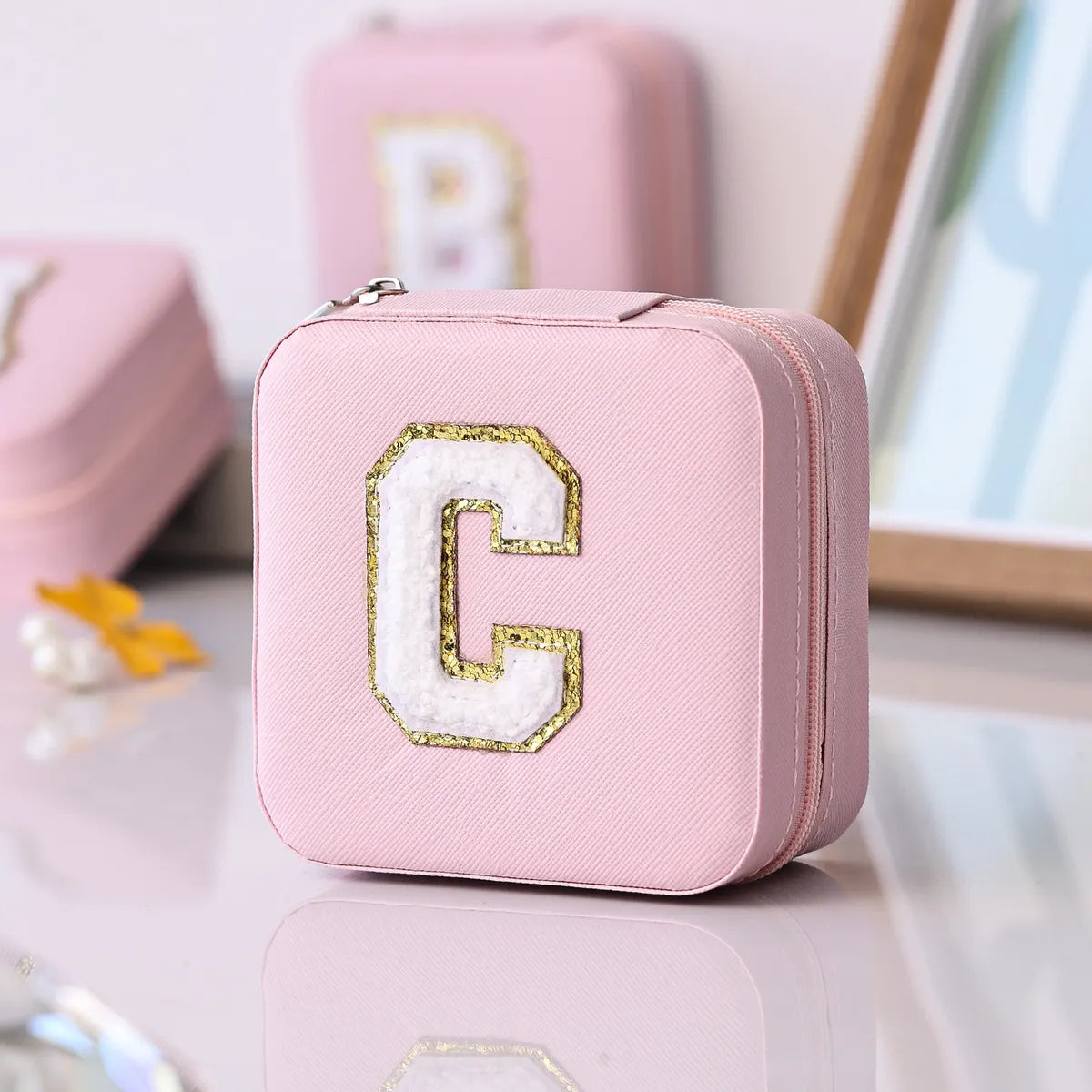 Simple Style Letter Pu Leather Jewelry Boxes