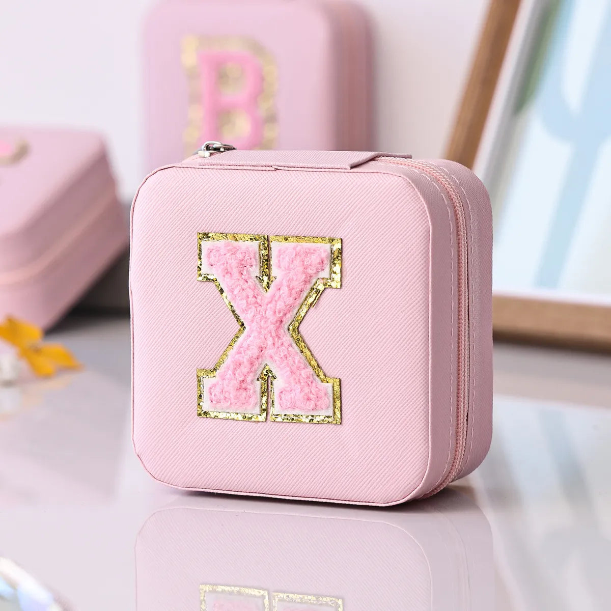 Simple Style Letter Pu Leather Jewelry Boxes