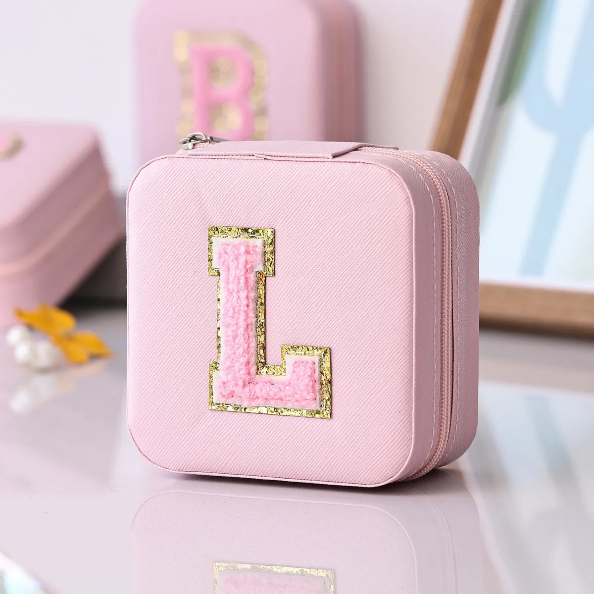 Simple Style Letter Pu Leather Jewelry Boxes