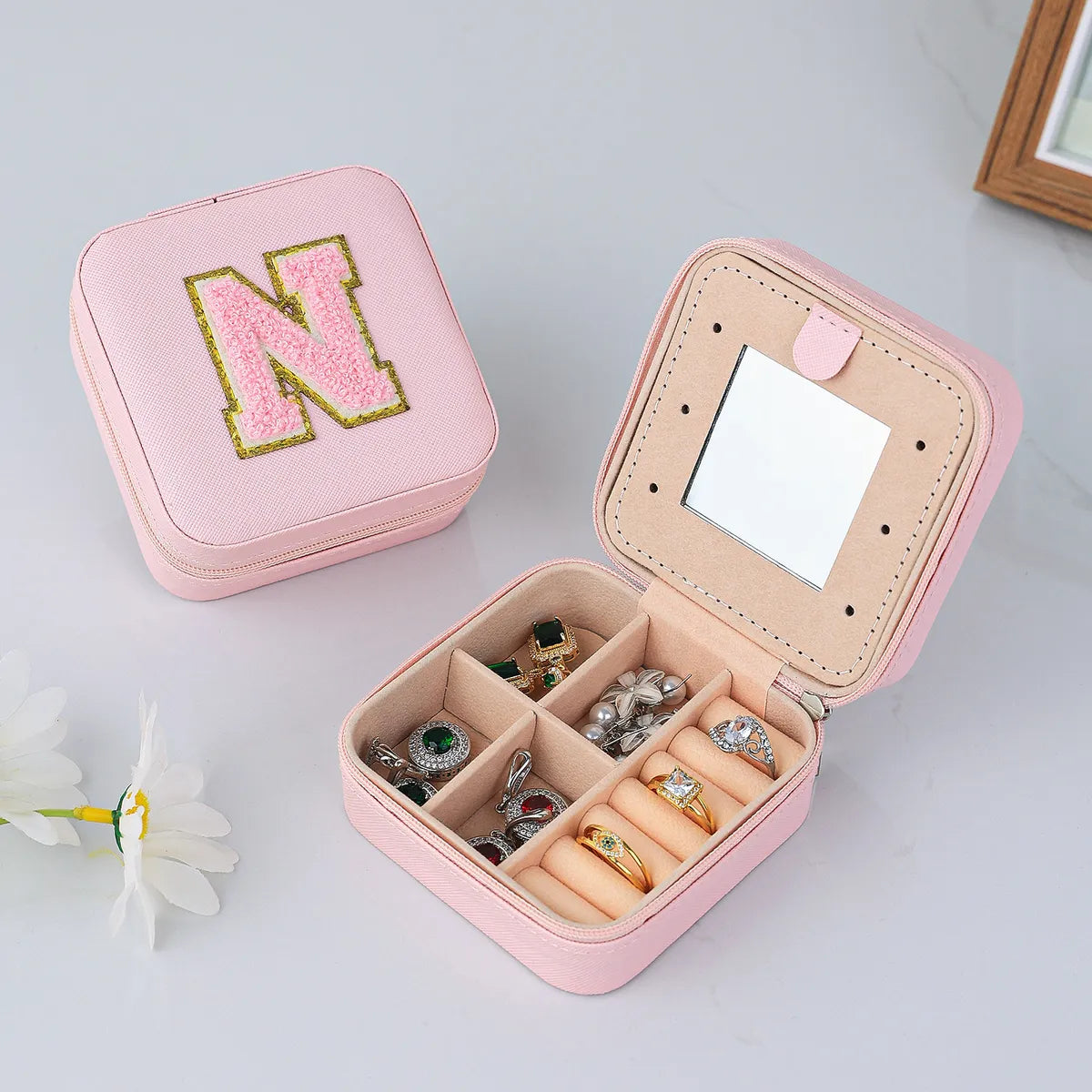 Simple Style Letter Pu Leather Jewelry Boxes