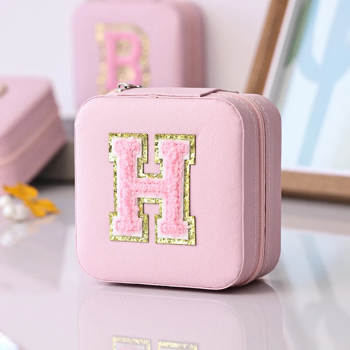 Simple Style Letter Pu Leather Jewelry Boxes