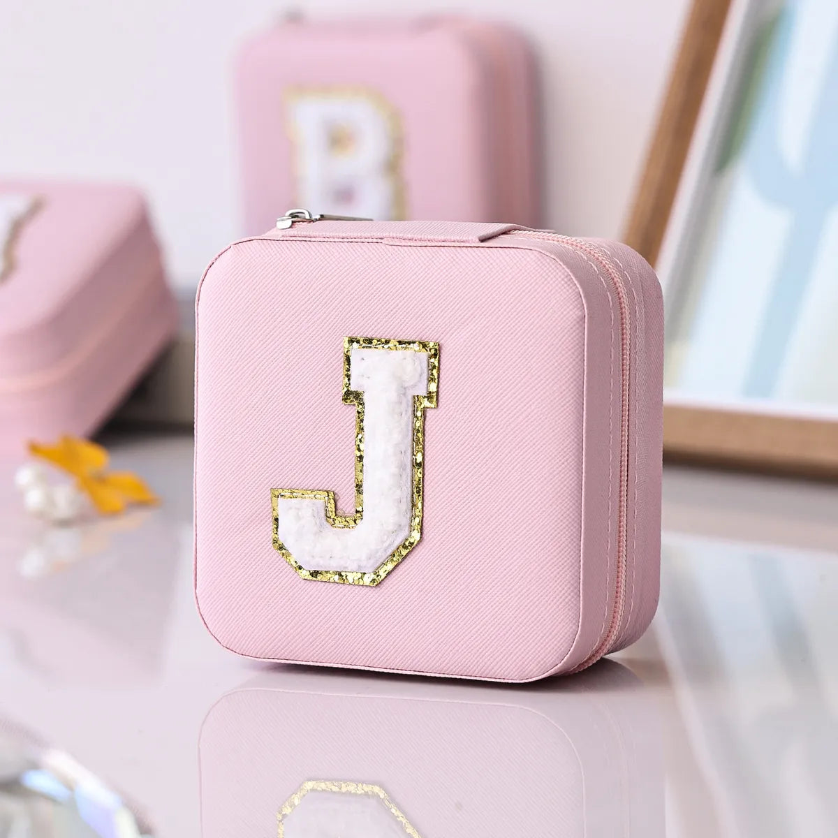 Simple Style Letter Pu Leather Jewelry Boxes