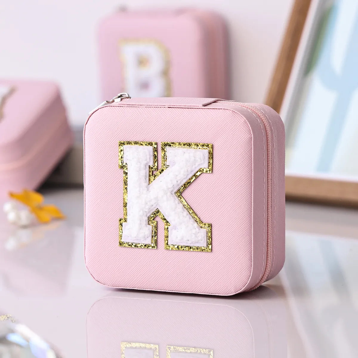 Simple Style Letter Pu Leather Jewelry Boxes