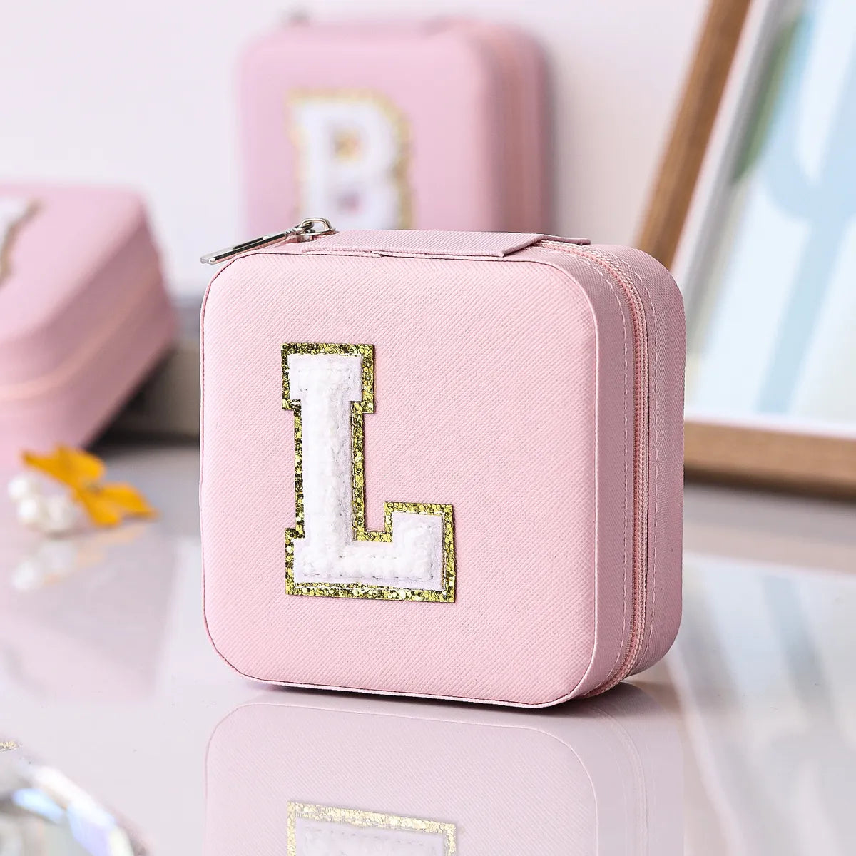 Simple Style Letter Pu Leather Jewelry Boxes