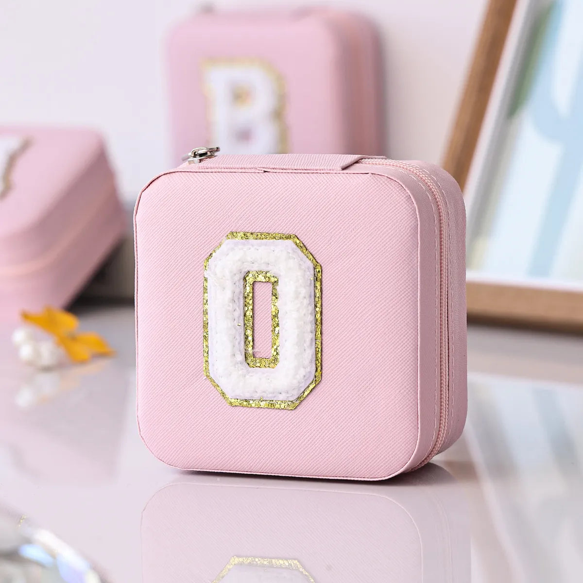 Simple Style Letter Pu Leather Jewelry Boxes