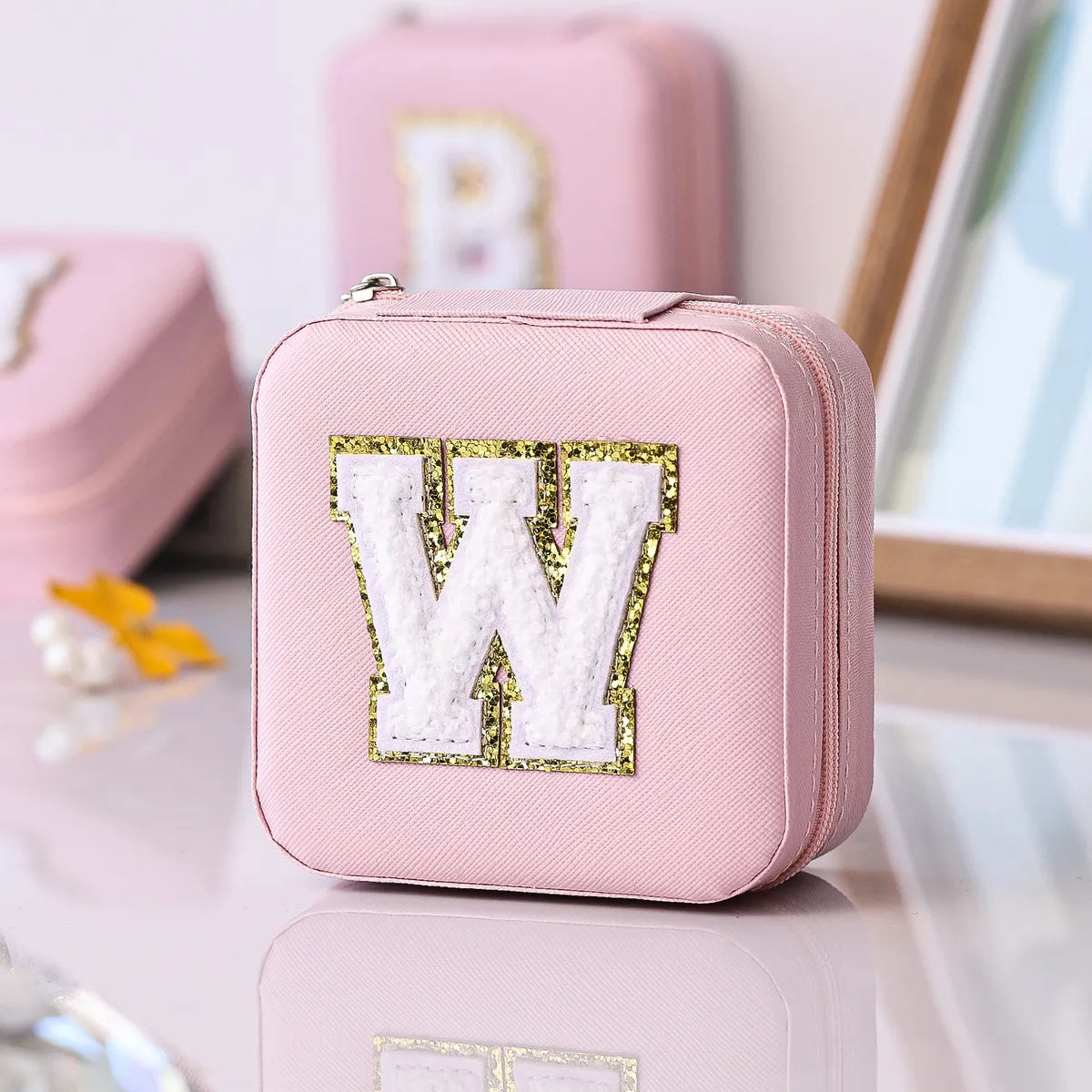 Simple Style Letter Pu Leather Jewelry Boxes