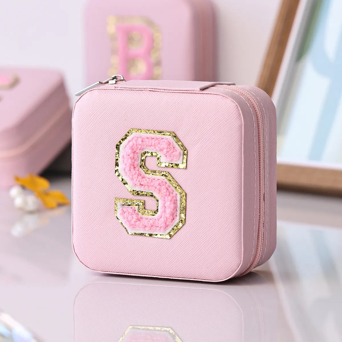 Simple Style Letter Pu Leather Jewelry Boxes