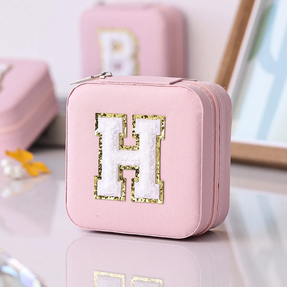 Simple Style Letter Pu Leather Jewelry Boxes