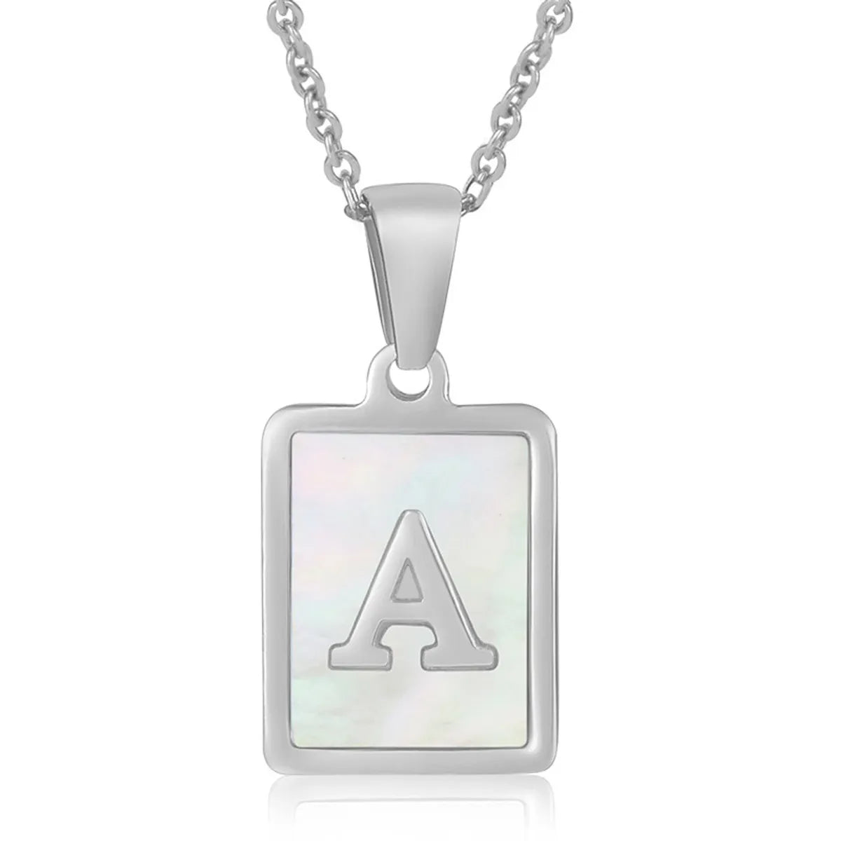 Simple Style Letter Rectangle Titanium Steel Pendant Necklace Plating Shell Stainless Steel Necklaces