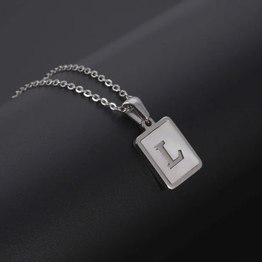 Simple Style Letter Rectangle Titanium Steel Pendant Necklace Plating Shell Stainless Steel Necklaces