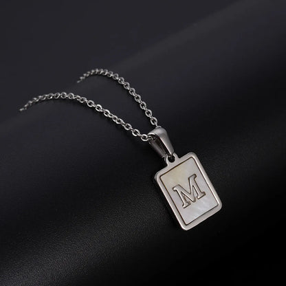 Simple Style Letter Rectangle Titanium Steel Pendant Necklace Plating Shell Stainless Steel Necklaces