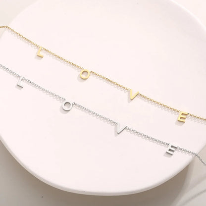 Simple Style Letter Solid Color Stainless Steel Plating 18k Gold Plated Necklace