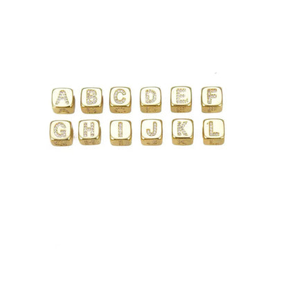 1 Piece Copper Rhinestones Letter Square Pendant