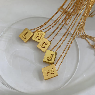 Simple Style Letter Square Titanium Steel Necklace 1 Piece