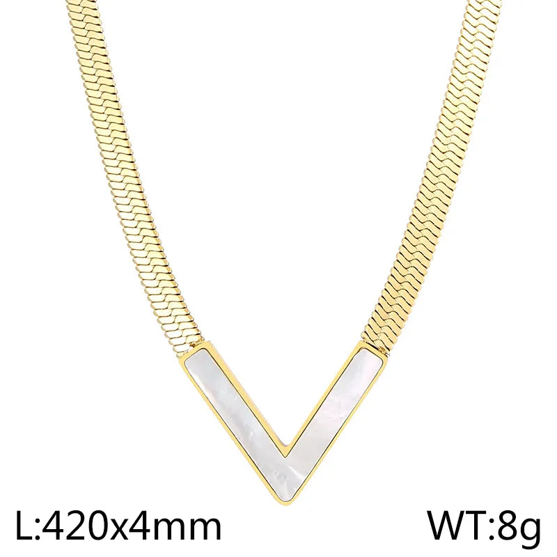 Wholesale Jewelry Simple Style Letter Stainless Steel Acrylic 18K Gold Plated Pendant Necklace