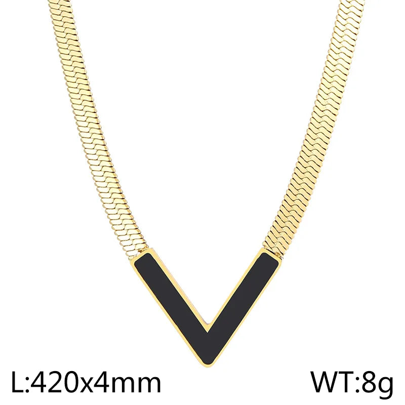 Wholesale Jewelry Simple Style Letter Stainless Steel Acrylic 18K Gold Plated Pendant Necklace