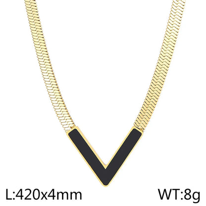 Wholesale Jewelry Simple Style Letter Stainless Steel Acrylic 18K Gold Plated Pendant Necklace