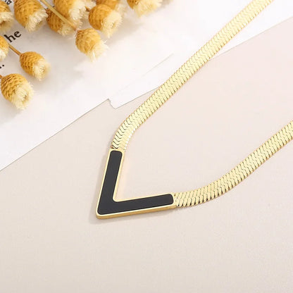 Wholesale Jewelry Simple Style Letter Stainless Steel Acrylic 18K Gold Plated Pendant Necklace