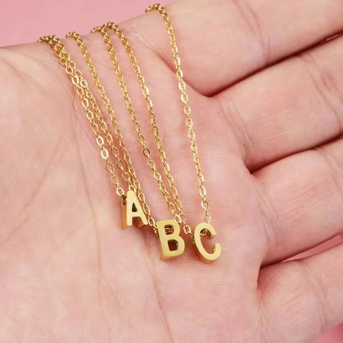 Simple Style Letter Stainless Steel Carving Necklace