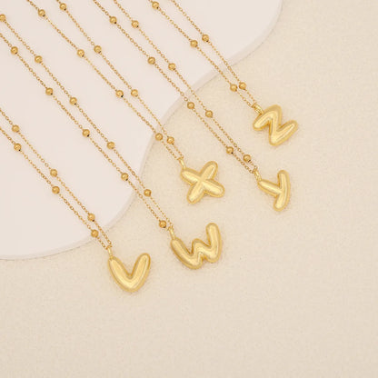 Simple Style Letter Stainless Steel Copper Plating Pendant Necklace