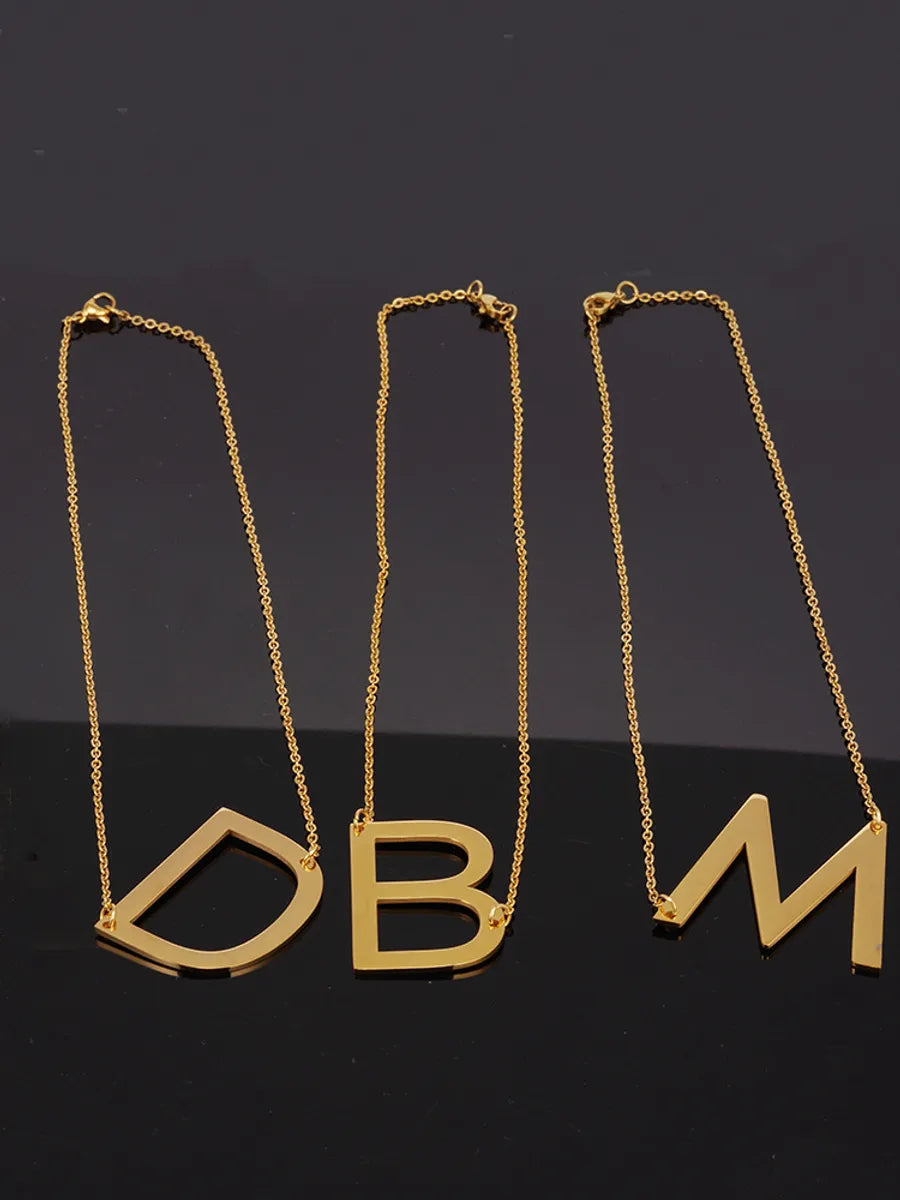 Simple Style Letter Stainless Steel Necklace Plating Stainless Steel Necklaces