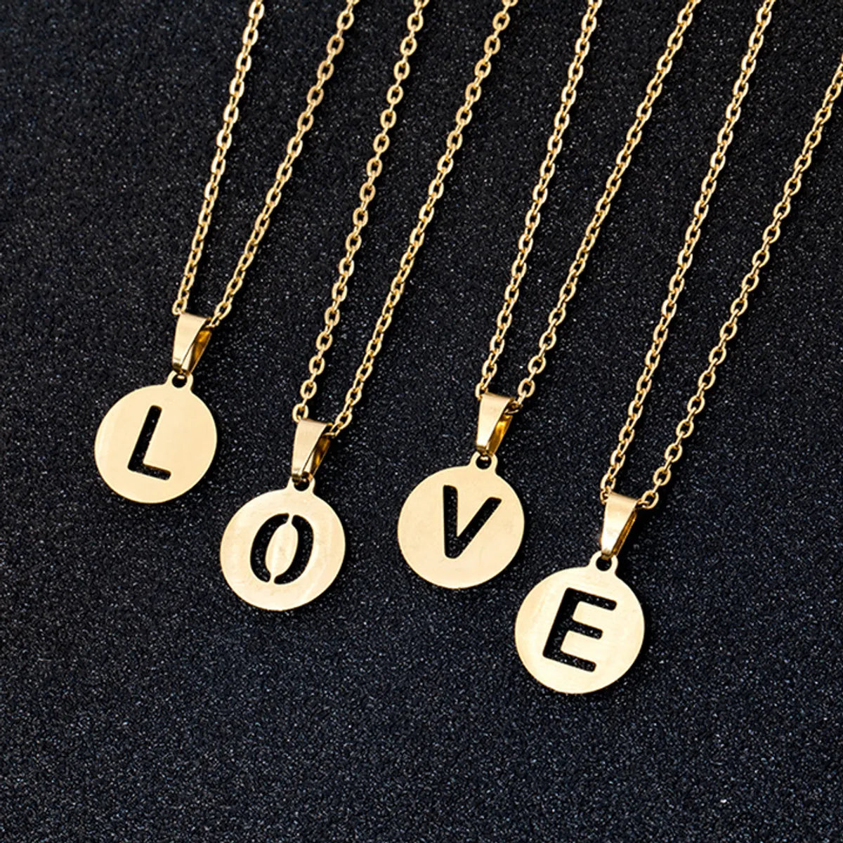 Simple Style Letter Stainless Steel Necklace Plating Stainless Steel Necklaces