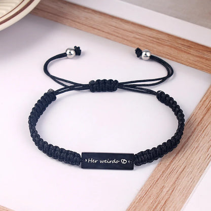 Simple Style Letter Stainless Steel Nylon Handmade Couple Bracelets