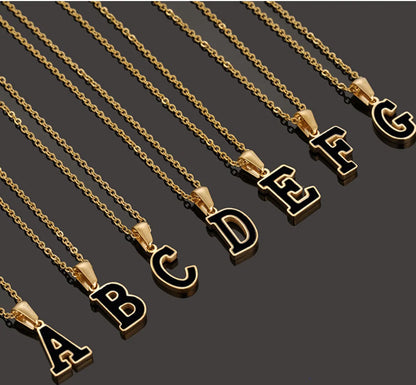 Simple Style Letter Stainless Steel Pendant Necklace Gold Plated Stainless Steel Necklaces