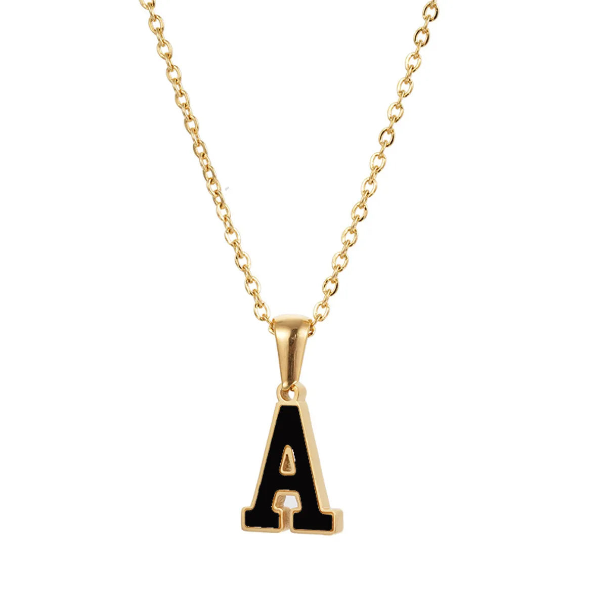 Simple Style Letter Stainless Steel Pendant Necklace Gold Plated Stainless Steel Necklaces