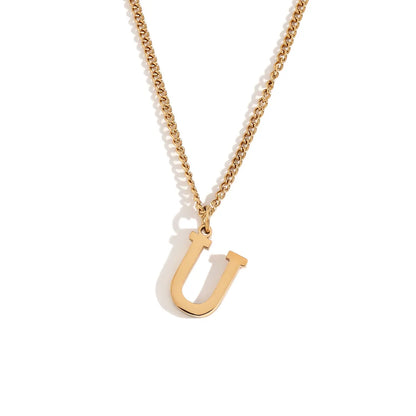 Wholesale Jewelry Simple Style Letter 304 Stainless Steel 18K Gold Plated Plating Pendant Necklace