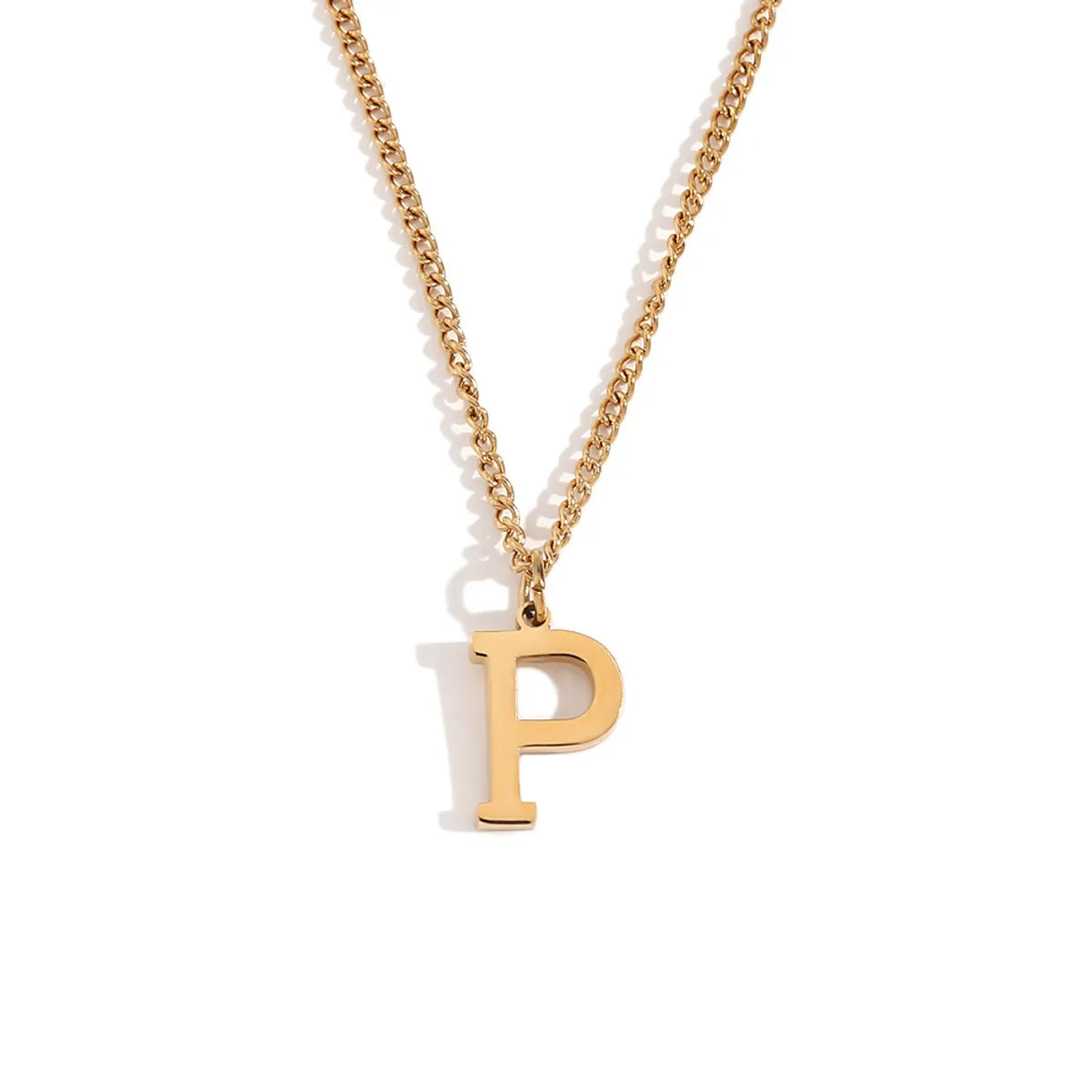 Wholesale Jewelry Simple Style Letter 304 Stainless Steel 18K Gold Plated Plating Pendant Necklace