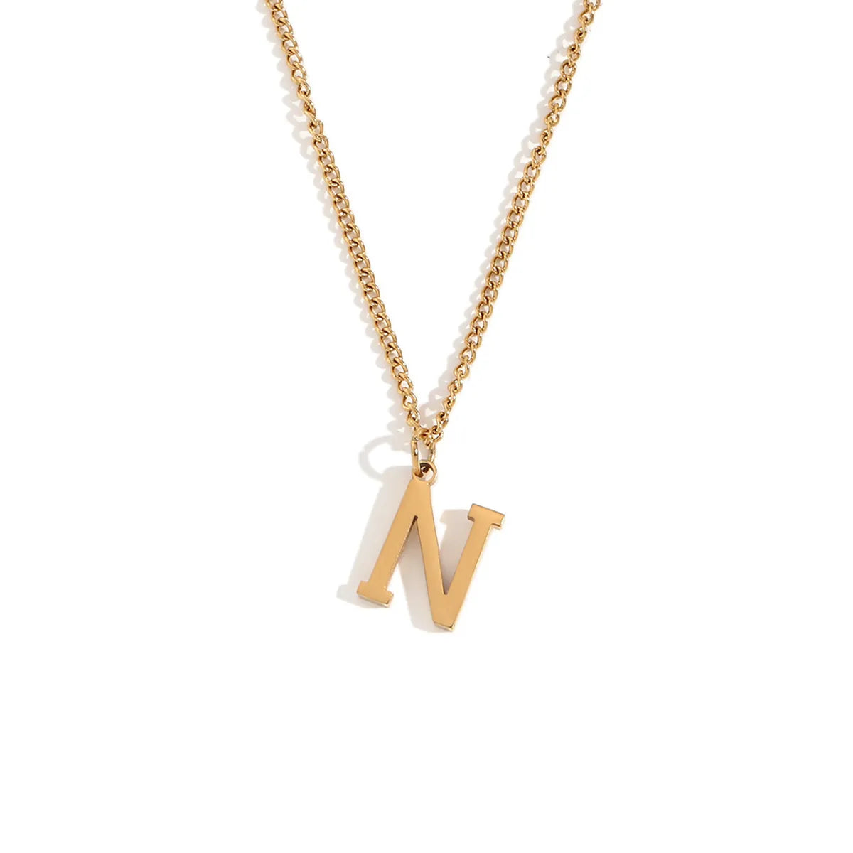 Wholesale Jewelry Simple Style Letter 304 Stainless Steel 18K Gold Plated Plating Pendant Necklace