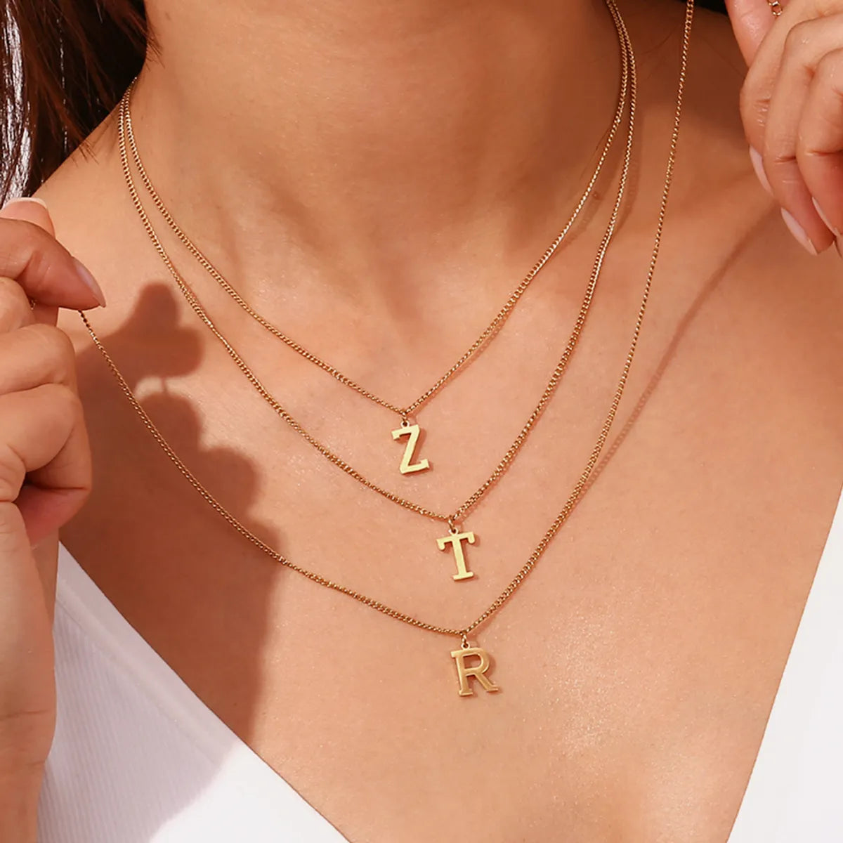 Wholesale Jewelry Simple Style Letter 304 Stainless Steel 18K Gold Plated Plating Pendant Necklace