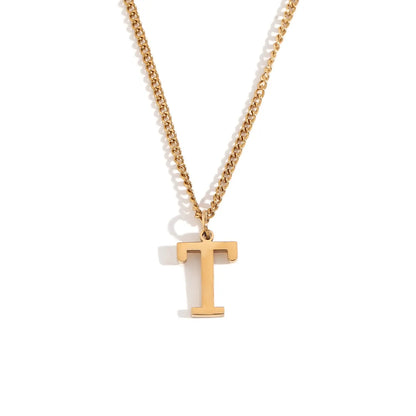 Wholesale Jewelry Simple Style Letter 304 Stainless Steel 18K Gold Plated Plating Pendant Necklace