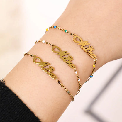 Simple Style Letter Stainless Steel Plating Bracelets