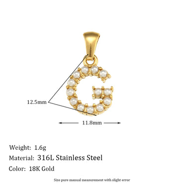 1 Piece 304 Stainless Steel Artificial Pearls Zircon 18K Gold Plated Letter Polished Pendant